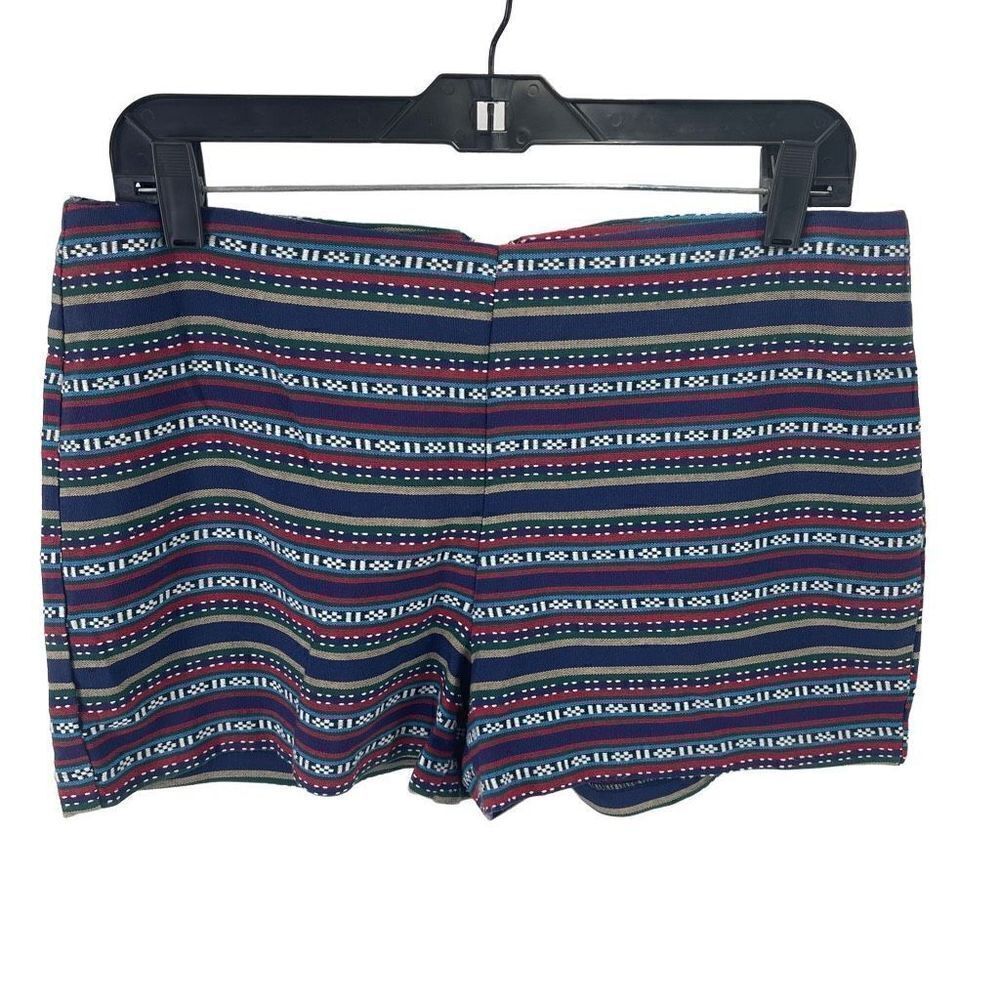 Jolt Women's Aztec Print Zip Pleated Back Dress Shorts Blue Multicolor Size 9